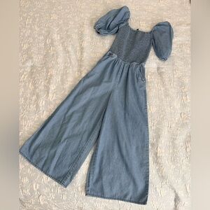 Janie and Jack Blue Puff Sleeve Jumpsuit